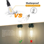 BORT ST58/ST19 Vintage LED Edison Bulbs, 6W Equivalent 60W Filament Light Bulbs, Dimmable 700LM, E26 Base LED Bulbs, Clear Plastic (Daylight White, 12 Pack)