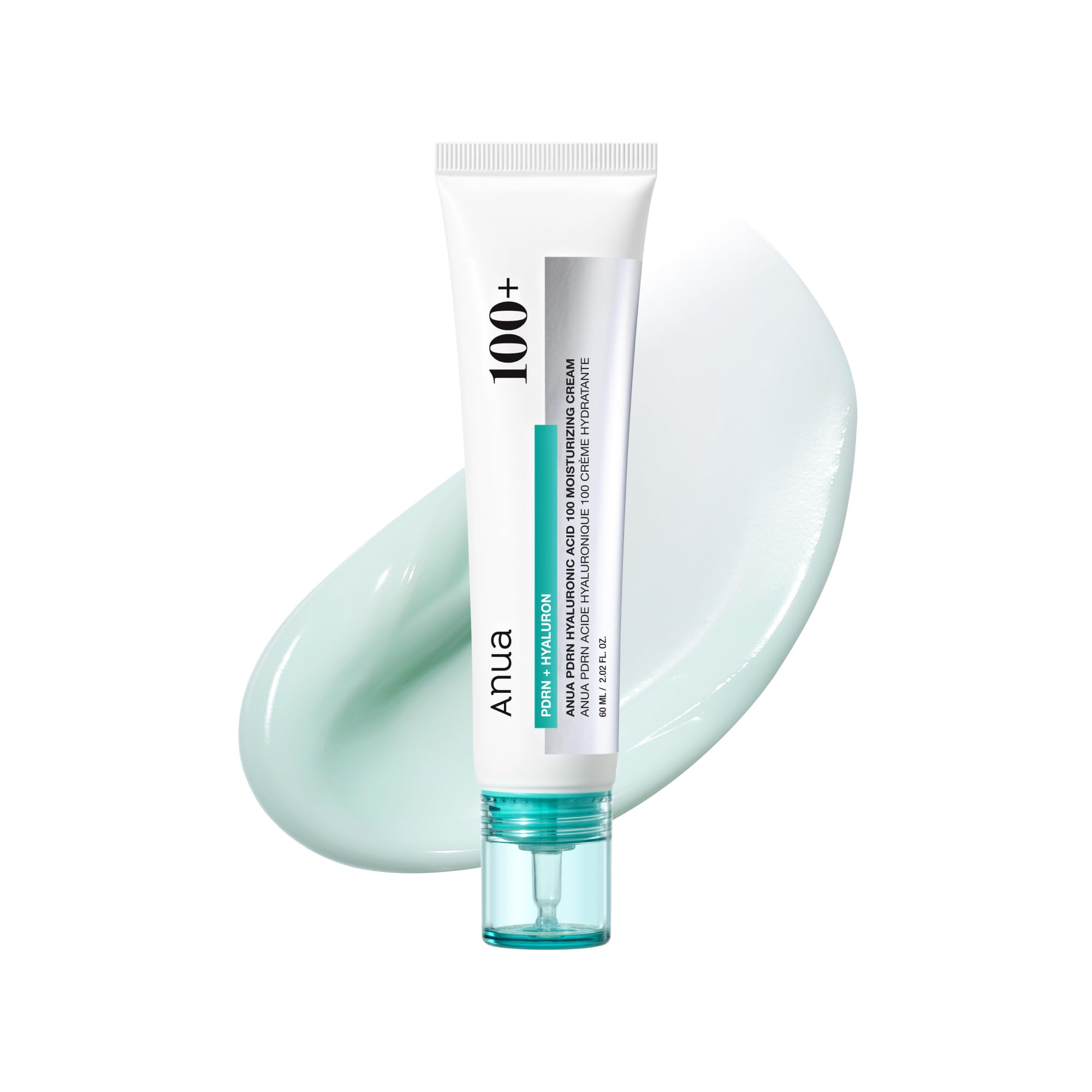 ANUA PDRN Hyaluronic Acid 100 Moisturizing Cream, Lightweight, Non-Greasy Hydrating Face Moisturizer with Salmon DNA for Glass Skin, Korean Skincare (2.02 fl oz)