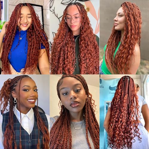 Boho Hair for Braiding 16 Inch Ginger #350 Human Braiding Hair for Boho Braids Human Curly Hair for Boho Knotless Braids 2 Bundles 100g Deep Wave Bulk Human Hair for Braiding (Ginger #350, 16 Inch)