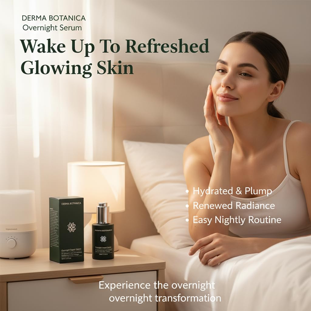Derma Botanica Overnight Repair Serum,Derma Botanica Overnight Serum,with Multi-Molecular Hyaluronic Acid - smooth, and refresh the look of skin for a more youthful appearance. 1.76fl.oz(1pc)