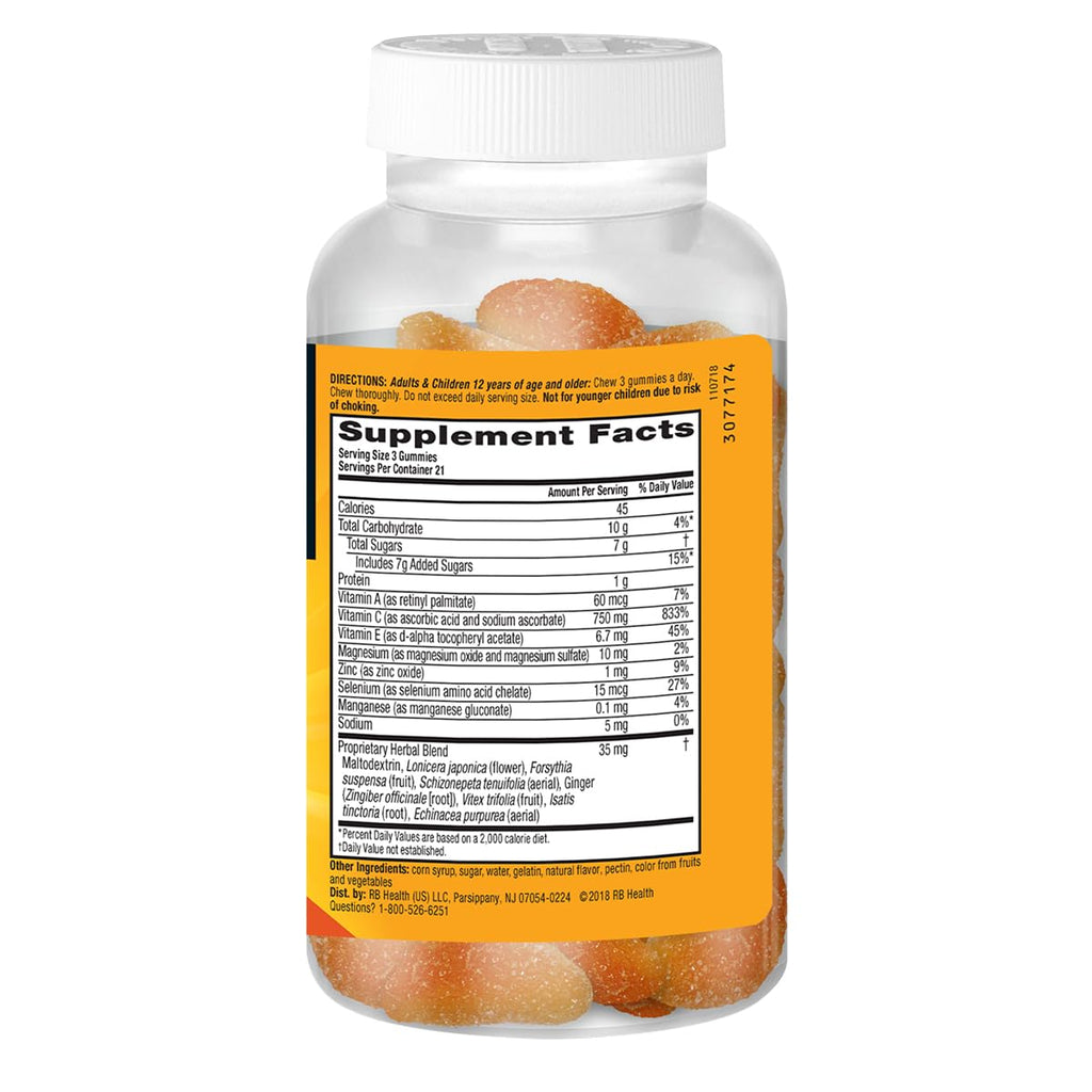 Airborne 750mg Vitamin C Immune Support Supplement Gummies for Adults, Zesty Orange Flavor, Gluten Free Crafted Blend with Powerful Antioxidants Vitamins A C & E, 63 Gummies (3 Pack)