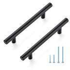 JOY DECOR 10 Pack 6-3/8 Inch Cabinet Pulls Kitchen Cabinet Handles with 4 Inch Hole Center Matte Black Cabinet Hardware Stainless Steel Kitchen Drawer Pulls for Cabinets Cupboard, 102mm Hole Centers