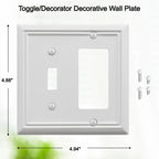 OKAWYC Toggle/Decorator Light Switch Cover Adler Metal Wall Plate, 2-Pack White 2 Gang, for Receptacle Dimmer Switch GFCI Outlet, Switch Cover Decorative Wallplate, Durable