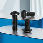 VGBUY 18Pcs 3/8-16 x 3/4" Button Head Socket Cap Bolts Screws, 304 Stainless Steel 18-8, Black Zinc Plated, Fully Threaded, with Spanner Allen Hex Drive