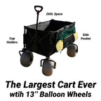 WONDERCAMEL Beach Wagon with 13'' Balloon Wheel, 260L Large Capacity, Compact Folding Design, Collapsible Cart with Big Wheels for Sand, Pump Included