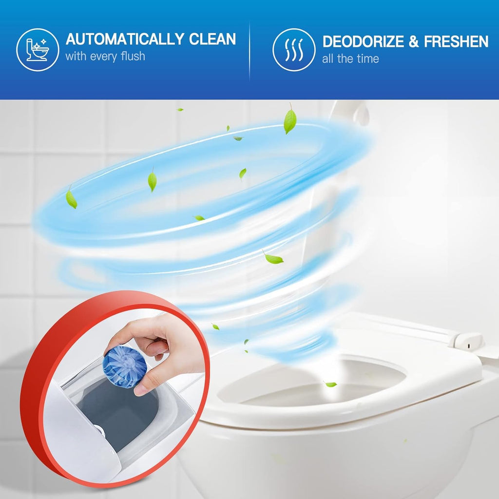 Vacplus Automatic Toilet Bowl Cleaner Tablets, Drop-In Tank Cleaner for Bathroom, Prevent Stains & Deodorize, Long-Lasting Cleaning Tabs, Easy-Use Freshener for Bowl & Tank, 100 Pack