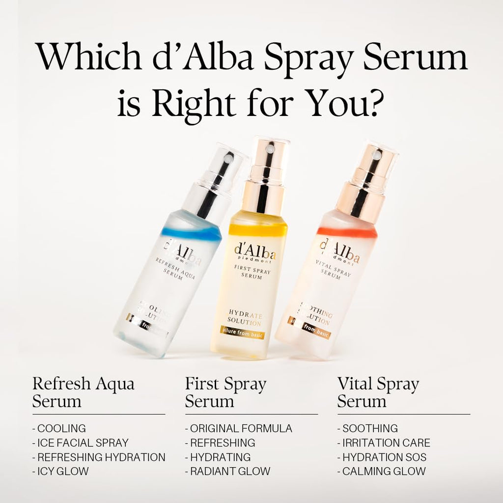 d'Alba Official White Truffle Spray Serum, 3 Solutions, Gift Set (1.76 fl oz (52 ml) x 3ea), Stocking Stuffers, Vegan Skin Care, Glow Serum for Radiant Skin, All In One Mist, Korean Skin Care