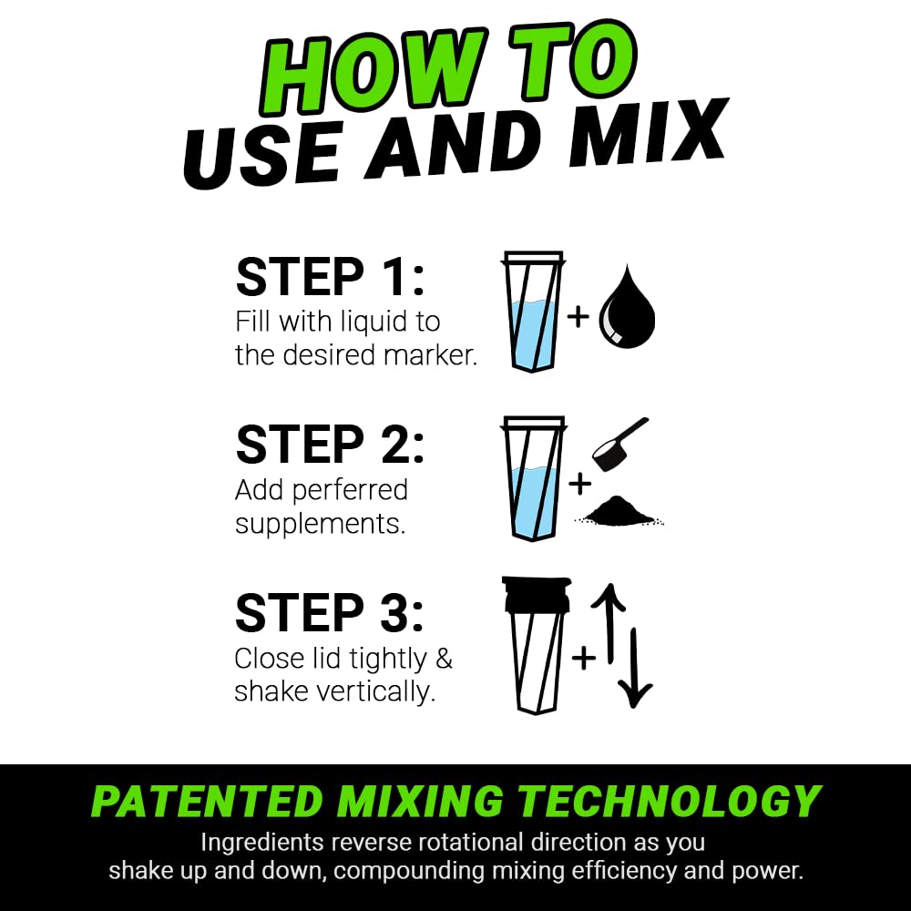 HELIMIX 2.0 Vortex Blender Shaker Bottle Holds upto 28oz | No Blending Ball or Whisk | USA Made | Portable Pre Workout Whey Protein Drink Shaker Cup | Mixes Cocktails Smoothies Shakes | Top Rack Safe