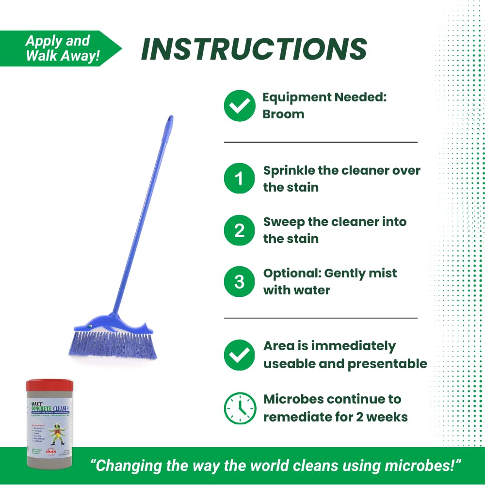 ACT Concrete Cleaner – Eco-Friendly Dry Powder Oil Stain Remover for Driveways, Sidewalks, Garages & Commercial Use | HOA Approved | Bioremediation Formula | Safe around Pets | 2.5lb