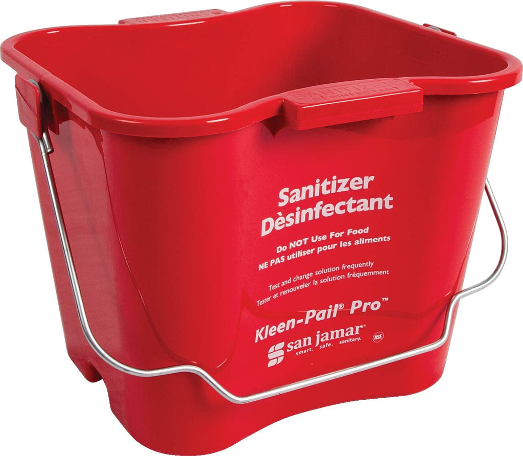 San Jamar Kleen-Pail Pro, Bucket with Handle for Cleaning Products in Commercial and Home Setting, 6 Qts, 12 Count, Red