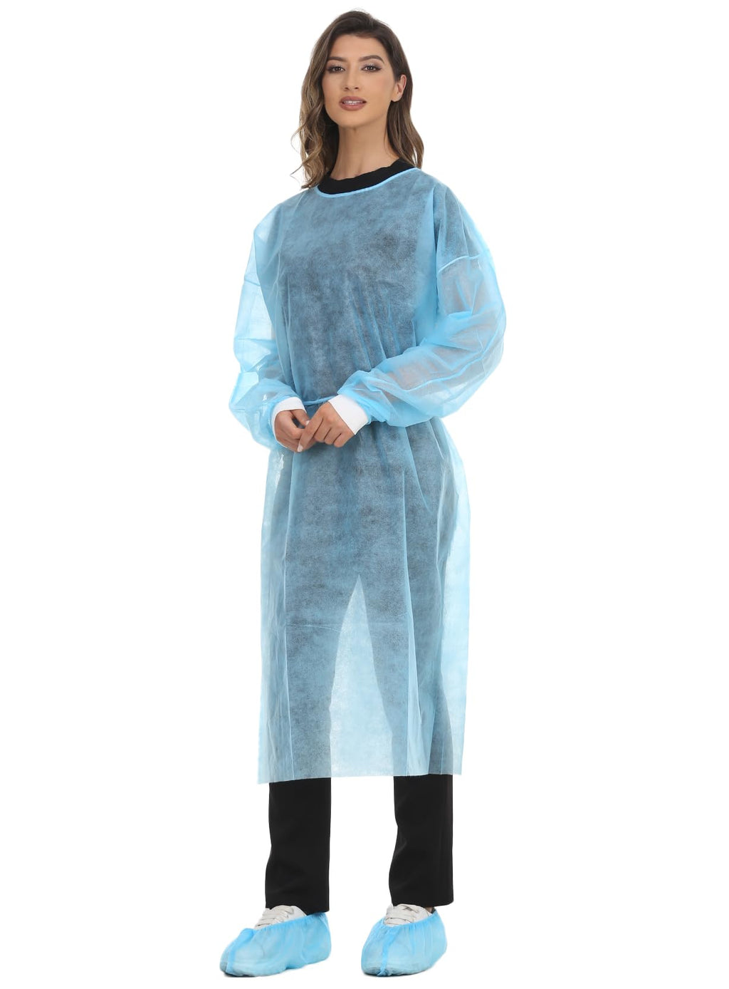 LIFESOFT Disposable Isolation Gown Polypropylene Lab Gowns Knit Cuff Long Sleeve Pack of 15