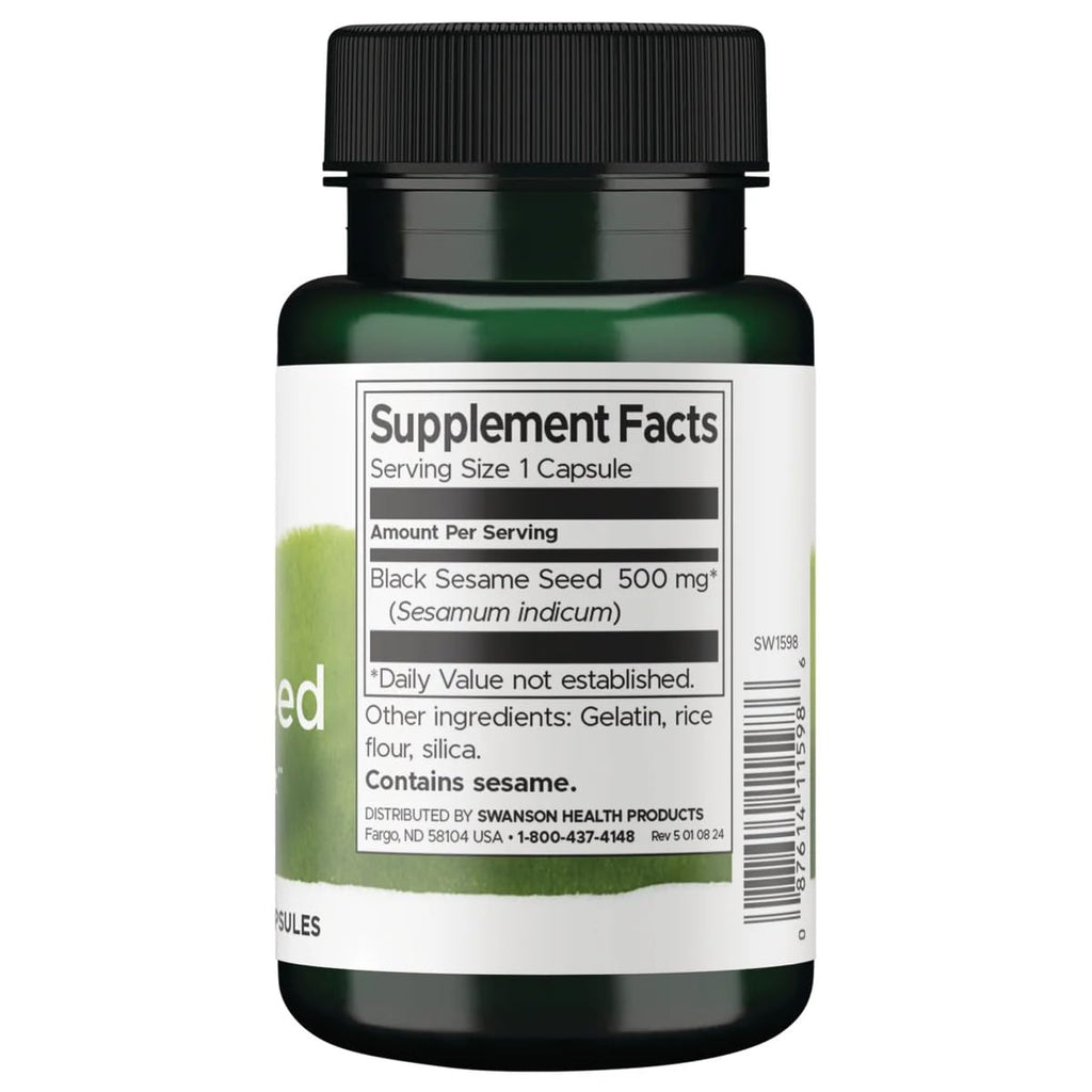 Swanson Full Spectrum Black Sesame Seed 500 Milligrams 60 Capsules (2 Pack)