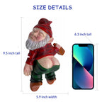 MINICAR Gnome Statue Outdoor Decor 9.5 Inch L, Funny Garden Yard Patio Ornament Decoration, Naughty, Red