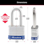 Master Lock 3TLF Laminated Steel Padlock with Key, 2 Pack Keyed-Alike