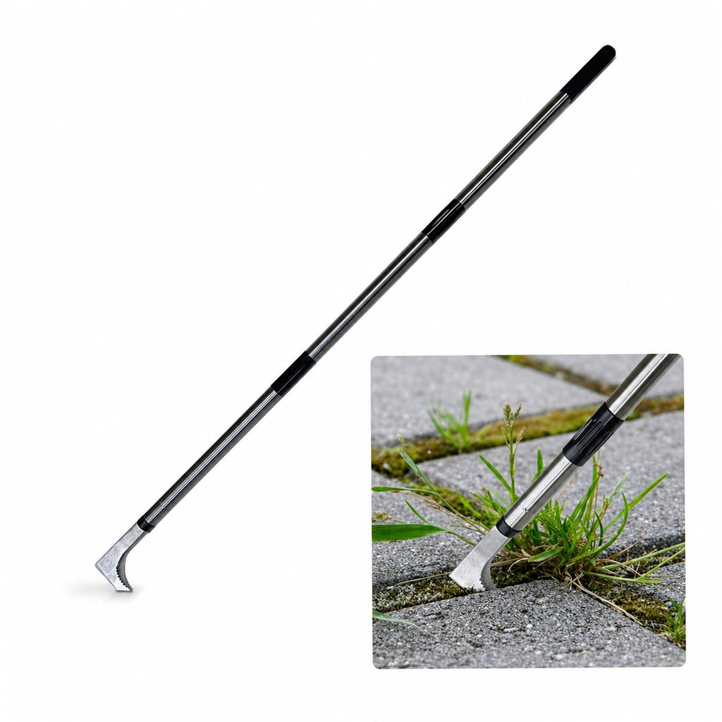 HORM 47.24'' Crack Weeder, Stainless Steel Manual Crevice Weeding Tool, Long Handle Weed Grabber Remover, L-Shaped Manual Weeder Puller, Durable Crevice Weeding Tool for Sidewalk Garden Lawn