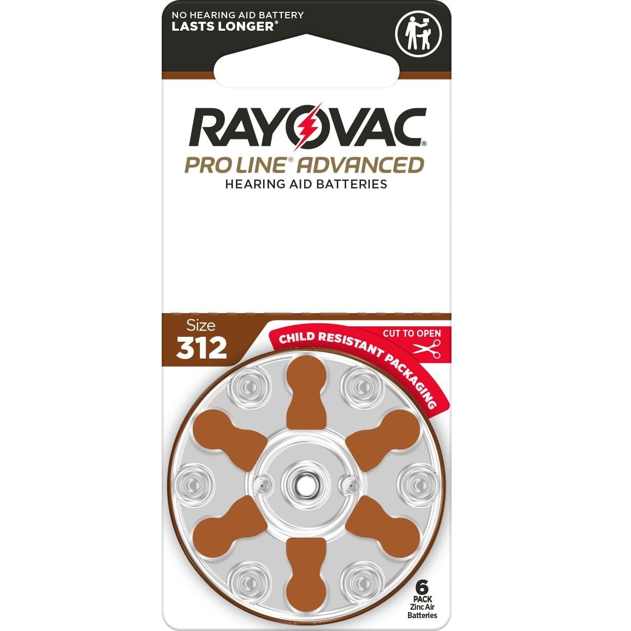 Rayovac Proline Advanced Hearing Aid Batteries | Size 312 | World's Longest Lasting Battery | Child-Resistant Packaging (48)