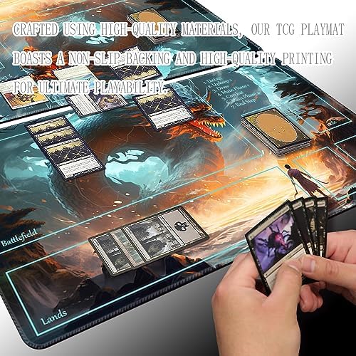 MTG Playmat Size 24x14in Free Storage Bags Non-Slip Backing Printing, Ideal for Card Game Enthusiasts TCG Playmat (with Zone,A Swordsman)