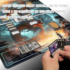 MTG Playmat Size 24x14in Free Storage Bags Non-Slip Backing Printing, Ideal for Card Game Enthusiasts TCG Playmat (with Zone,A Swordsman)