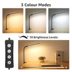 Lepro Clip on Desk Lamp LED Reading light Dimmable USB Small Clamp Lamp with 3 Color Modes 10 Brightness, Adjustable Flexible Gooseneck Table Light for Bed Headboard, Nail, Home Office,Computer(Black)
