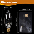 CYLYT 6-Pack E12 Candelabra Light Bulbs 25W, Dimmable Warm White 2500K Chandelier Light Bulbs for Indoor, B10 Clear Bulbs (Gold Base)