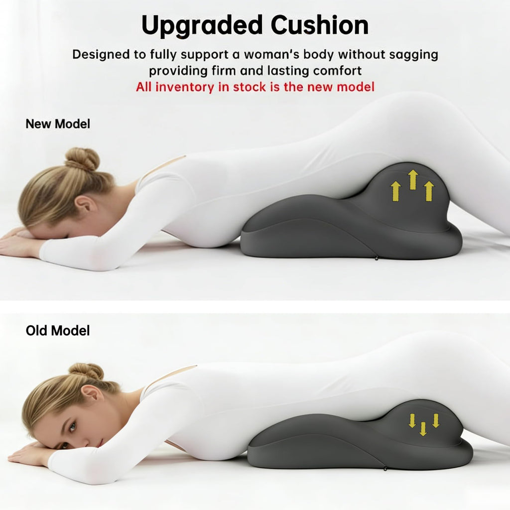 Butt Cushion for Couples - Memory Foam Support Pillow for Women, Sitting and Lying. Ideal for Waist, Neck, and Multi-Position Comfort at Home. Modern Simple Style Pillowcase (All Grey)