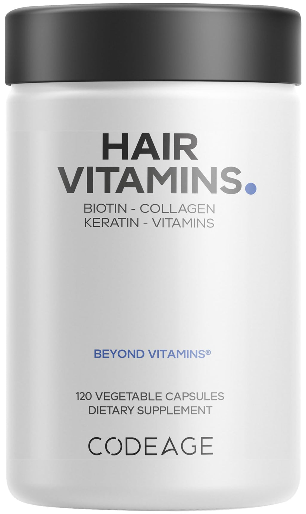 Codeage Hair Vitamins 10000 mcg Biotin, Keratin, Collagen, Vitamin A, B12, C, D3, E, Zinc, Turmeric, Probiotics, Enzymes, Inositol - Hair Care Support - Healthy Hair Supplement Pills - 120 Capsules