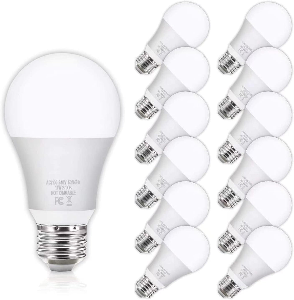 Yochoice 12-Pack A19 LED Light Bulbs, 100 Watt Equivalent LED Bulbs, 2700K Warm White, No Flicker E26 Edison Medium Screw Base Bulbs, 1100Lumens, Non Dimmable