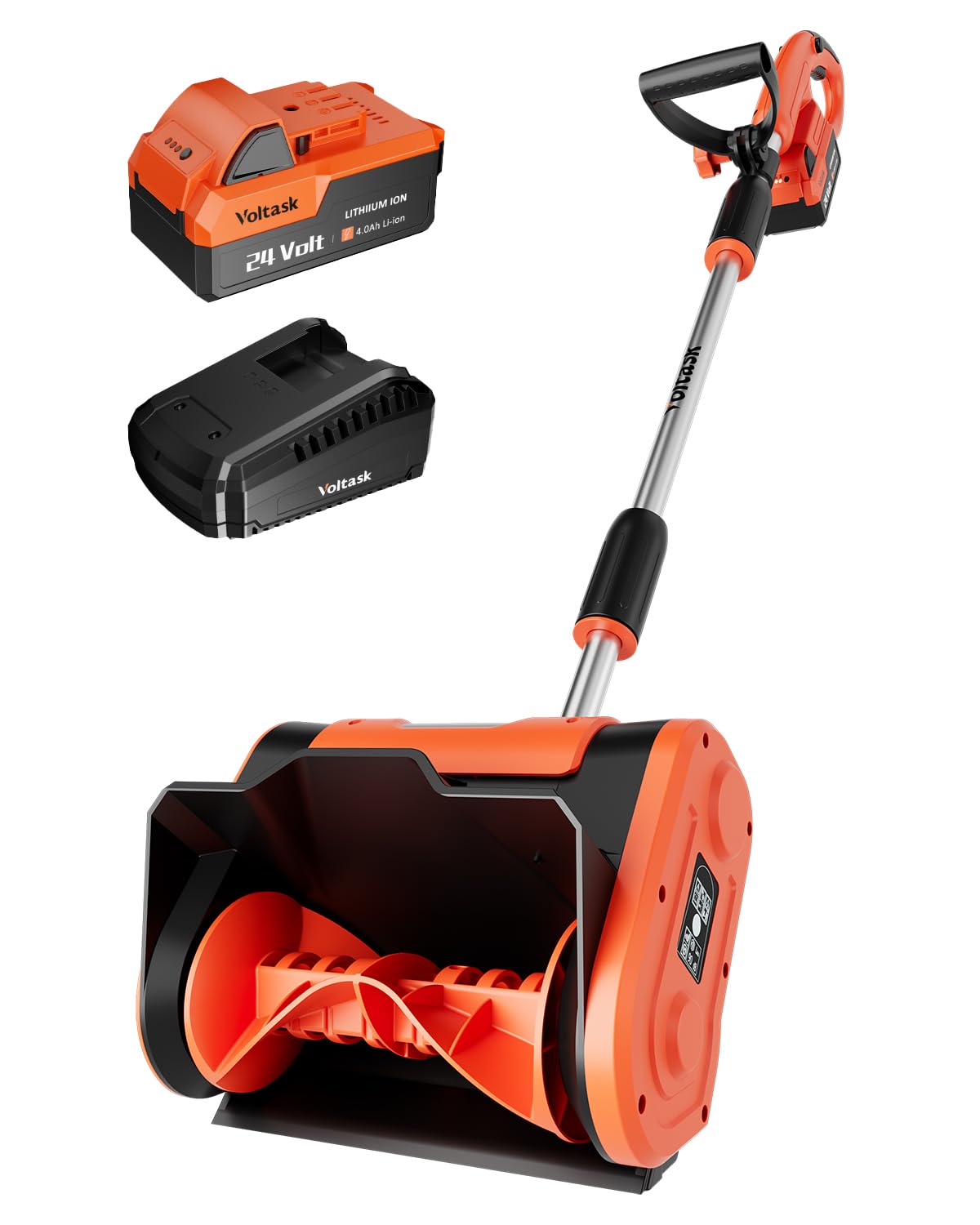VOLTASK Cordless Snow Shovel - 24V | 11-Inch | 4-Ah Cordless Snow Blower, Battery Snow Blower with Adjustable Front Handle (4-Ah Battery & Quick Charger Included)