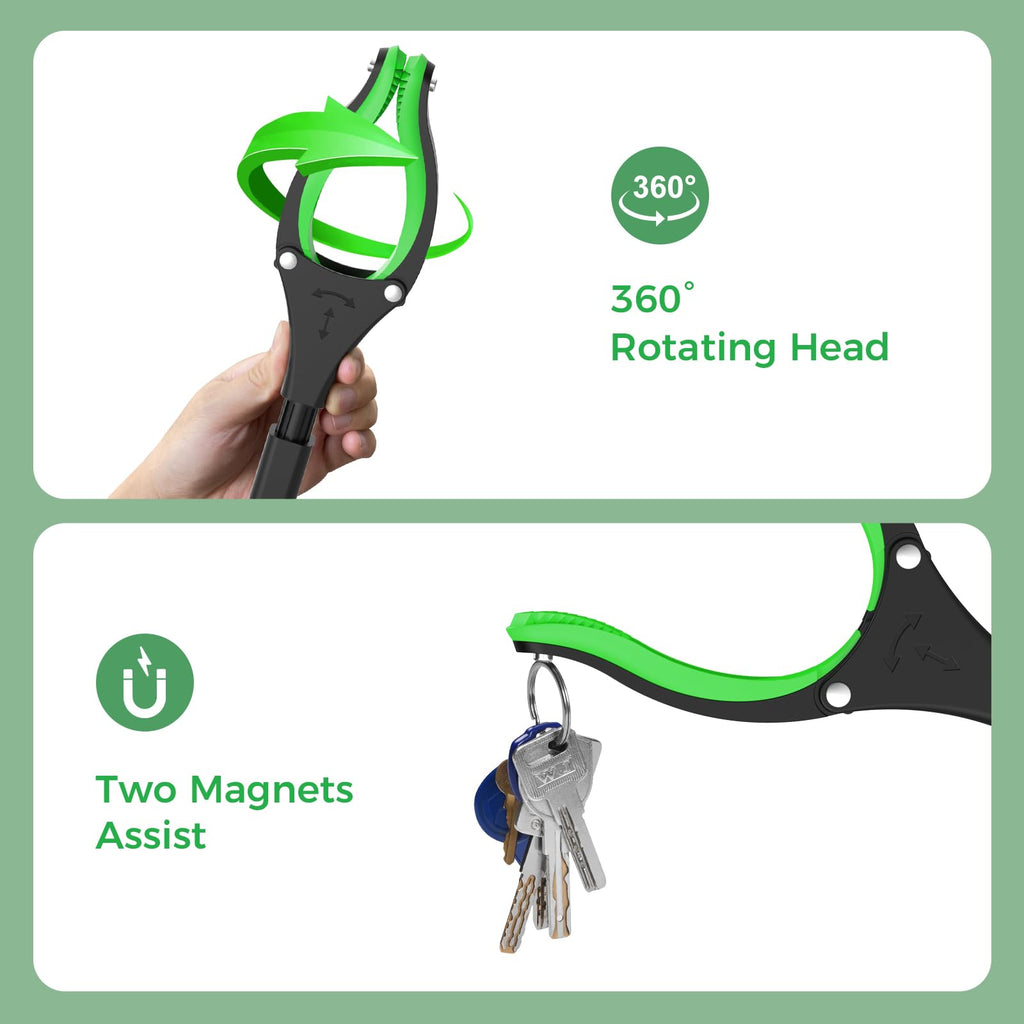 51" Extra Long Grabber Reacher Tool, Foldable Reacher Grabber Pickup Tool with Magnetic Tip & 360° Rotating Anti-Slip Claw, Extension Grabber for Seniors, Indoor and Outdoor Trash Picker