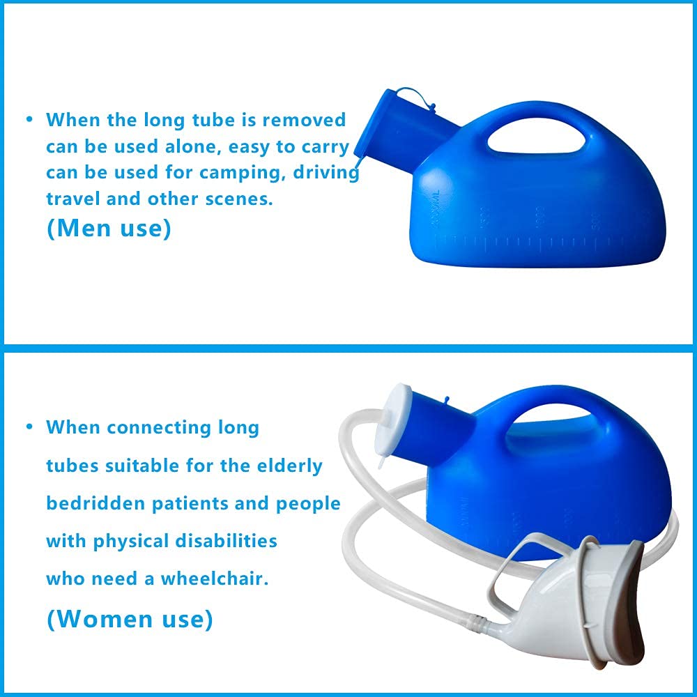Urinals for Women Portable Leak-Proof Female urinals Ladies Urination Device 2000 ml Large Capacity Urine Cup for Old Women Urinary Incontinence Hospital beds Wheelchair (Blue)