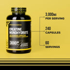 Primaforce Creatine Monohydrate Capsules - 240 Capsules, 3,000mg per Serving, Gluten Free and Non-GMO