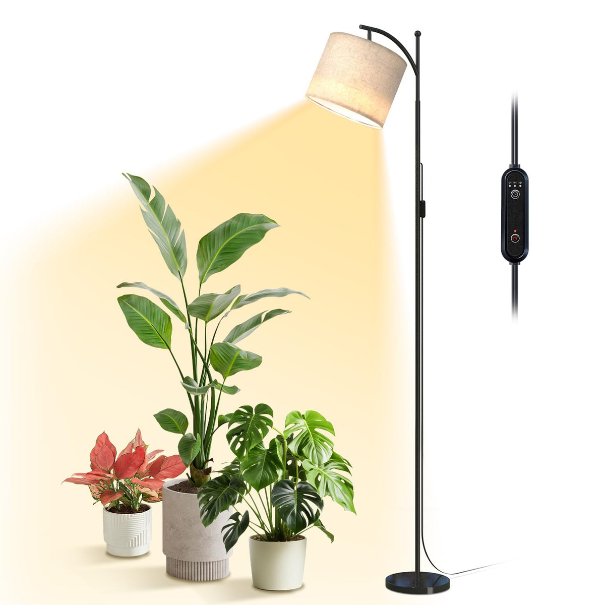 Bstrip 70.8in Tall Grow Light with Stand, Standing Plant Light with Timer