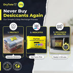 DryTote Rechargeable Desiccant Pack (10 Pack), Ultimate Moisture Absorption, Color Change Indicator, Safe Storage Protection, Large Capacity 200 Gallons, 100g, Yellow