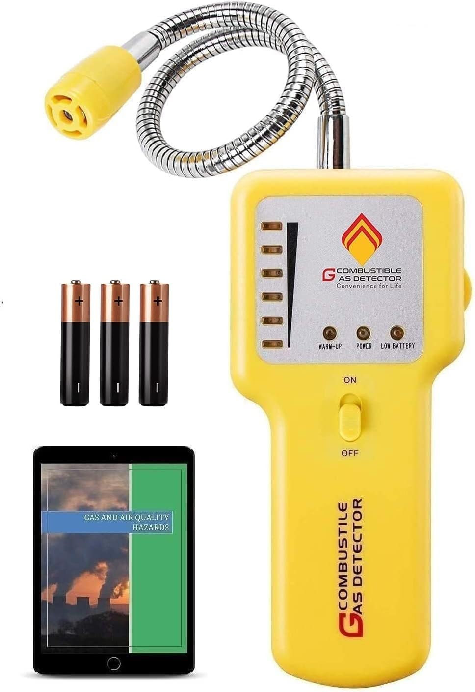 Gas Leak Detector – Portable Natural Gas Sniffer for Propane, Methane, LPG, LNG, Fuel & Sewer Gas – Combustible Gas Detector with 12" Flexible Probe for Home, RV, Industrial Use