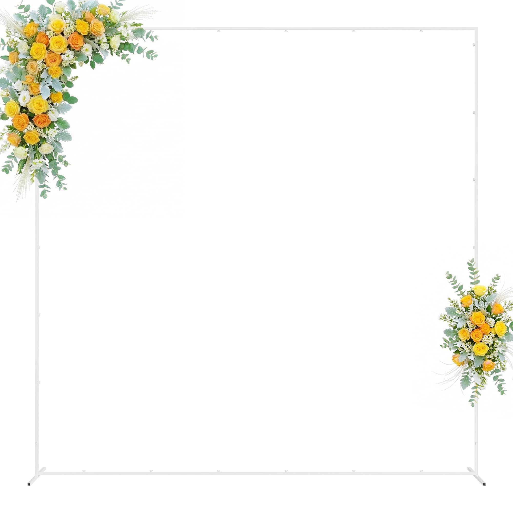 Wokceer Square Wedding Arch Backdrop Stand White Metal Arch 8FT x 8FT