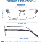 ZERPEET 2 Pack Men's Progressive Multifocal Reading Glasses,Rectangle Metal Frame with Spring Hinge Silicone Temple Blue Light Blocking Lenses Computer Readers Anti Eyestrain,2.5x