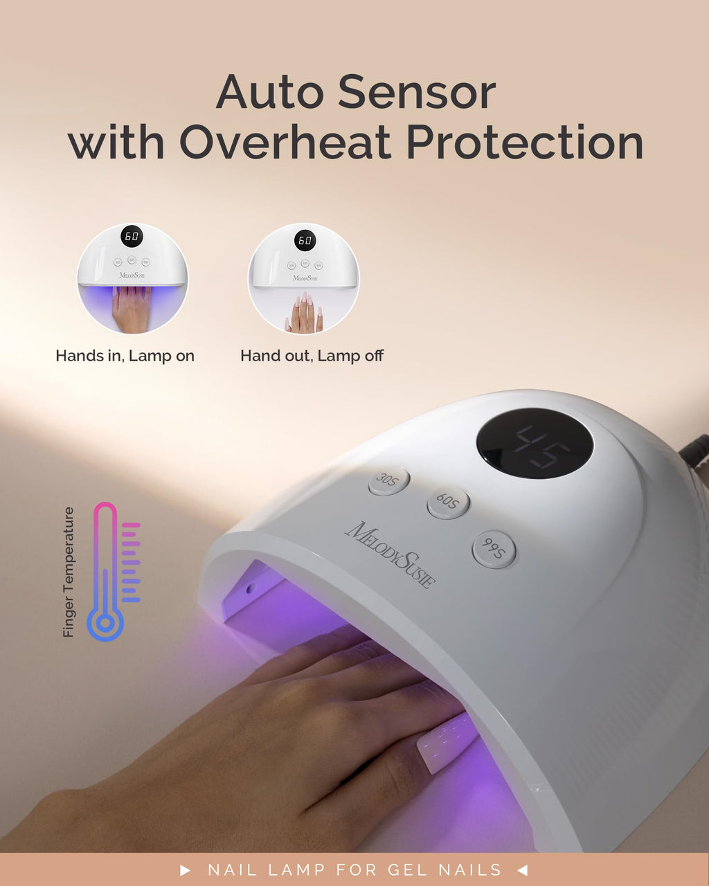 MelodySusie UV Nail Lamp P-Plus30F for Gel Polish-Fits Whole Hand & Feet