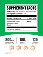 BulkSupplements.com Plantain Leaf Extract Powder - Plantain Leaf Powder - Herbal Supplement, Gluten Free, 800mg per Serving, 100g (3.5 oz) (Pack of 1)