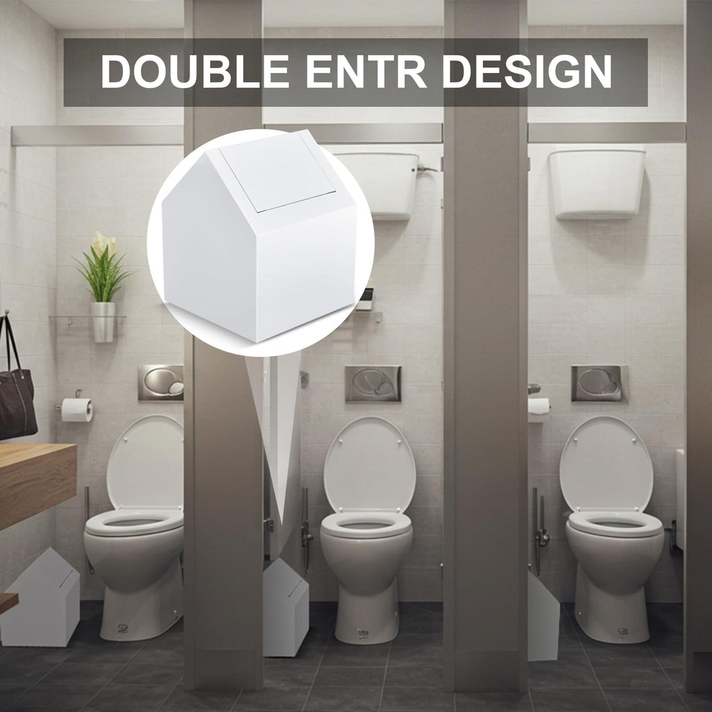 Kritkin 1 Pack Double Entry Sanitary Napkin Receptacle Swing Top, White