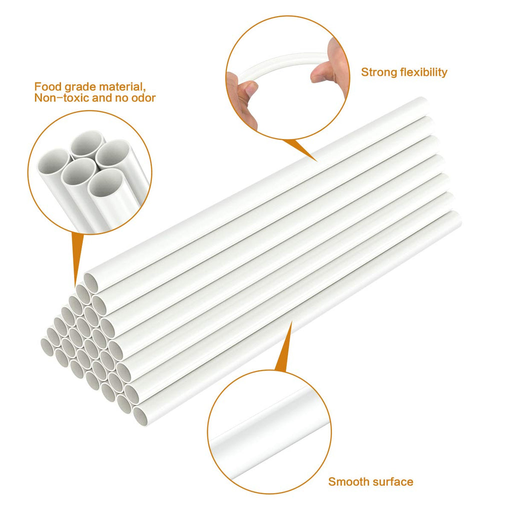FurRain White Plastic Cake Dowel Rods for Tiered Cake Construction and Stacking Supporting Cake Round Dowels Straws with 0.4 Inch Diameter (12 Inch)