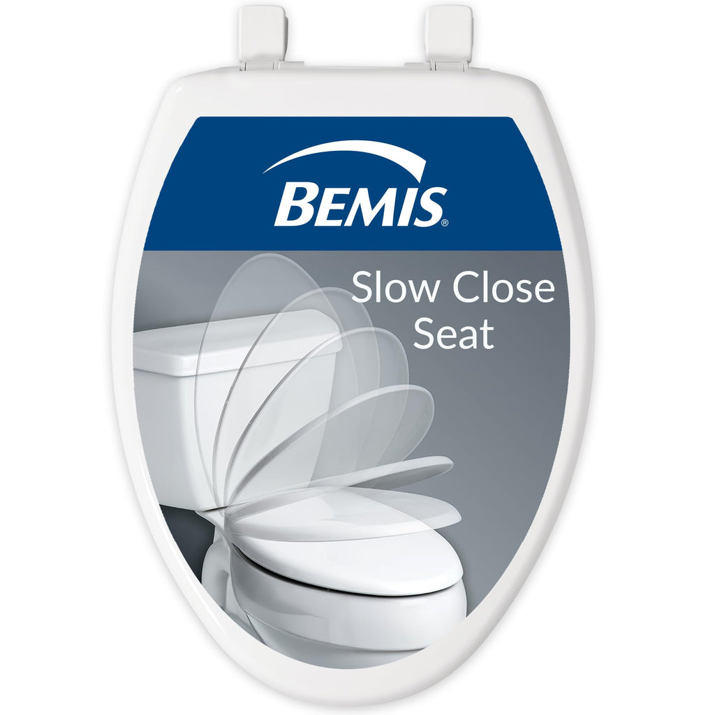 Bemis Slow Close Elongated Toilet Seat, Easy Clean Hinges, White