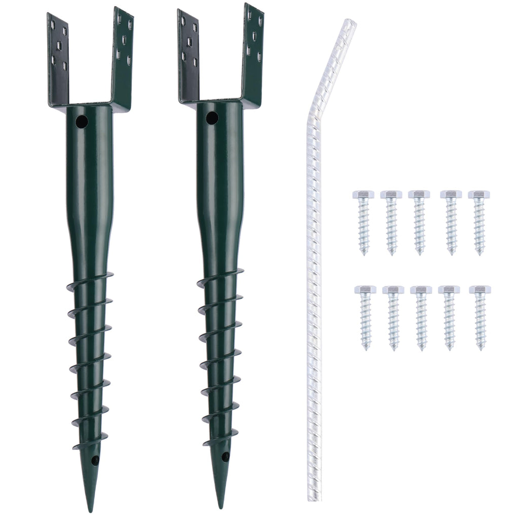 No Dig Ground Screw Anchor, U Shaped Powder-Coated Post Stake, 27 inch 2pcs