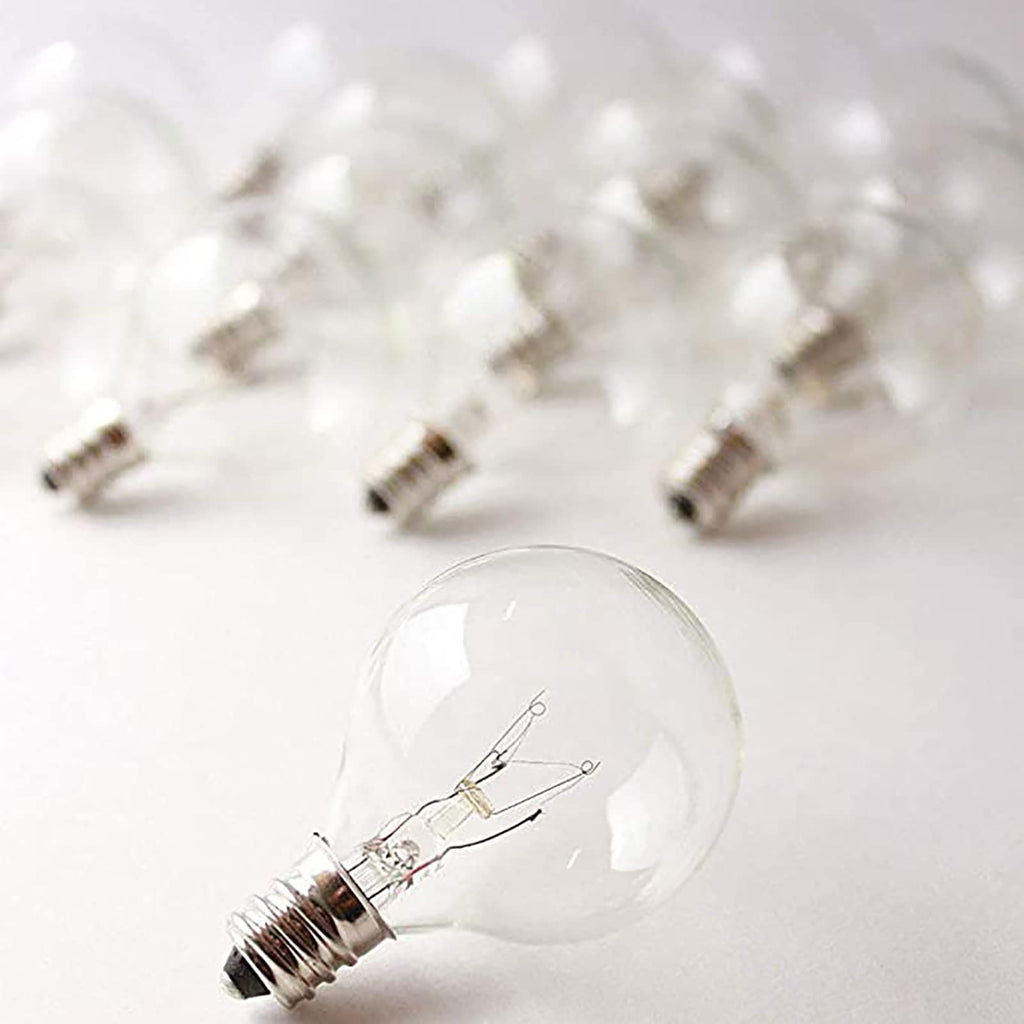 CHYParty G40 Replacement Bulbs Outdoor, 120V 5W Clear, E12 Base, 25PK