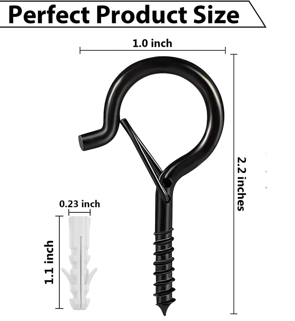 Etoolia 12 Pcs Ceiling Q Hanger Hooks for Hanging Plants 2.2inches Black
