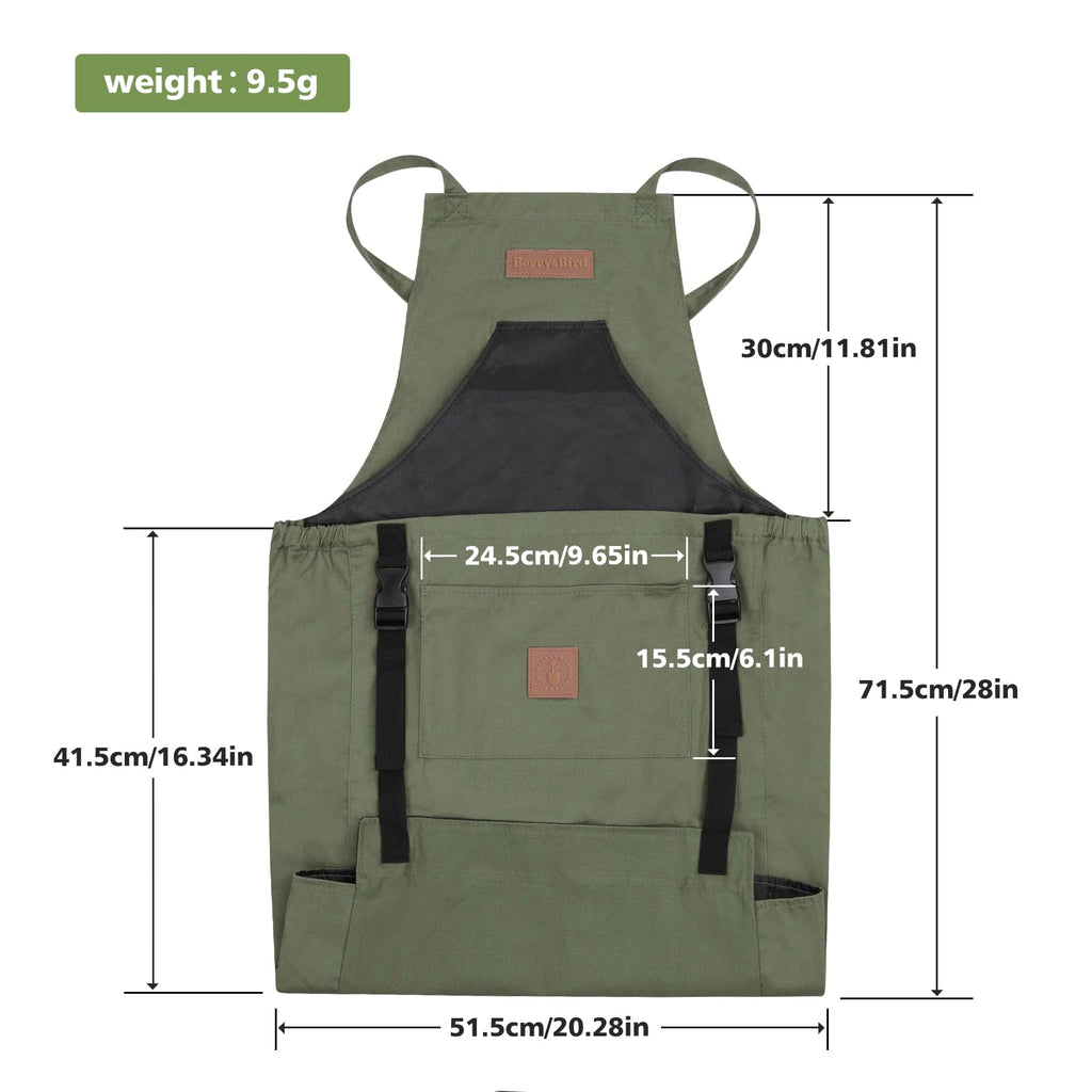 Berry&Bird Harvest Apron, Waterproof Canvas Apron for Men & Women(Green)