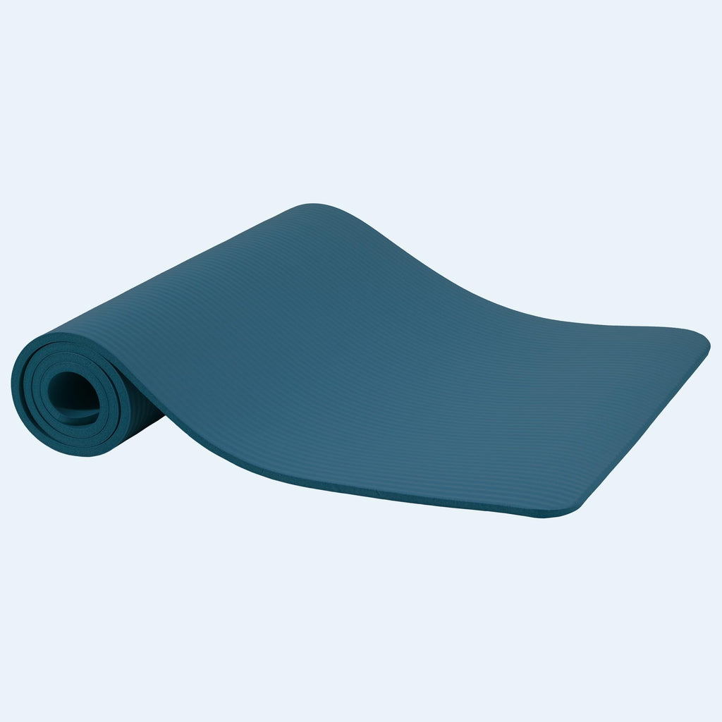 Fitvids 1/2-Inch Thick High Density Foam Exercise Yoga Mat with Carrying Strap, For Cushioning The Body Against Hard Floors, Navy Blue