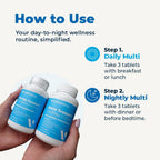Multivitamin Day & Night Routine | Energy & Mental Clarity, Bones & Joints, Beauty, Restful Sleep | 30-Day Supply | Vitamins A, C, D, E, B-Complex | Magnesium, Biotin, Zinc, Botanicals, & Minerals