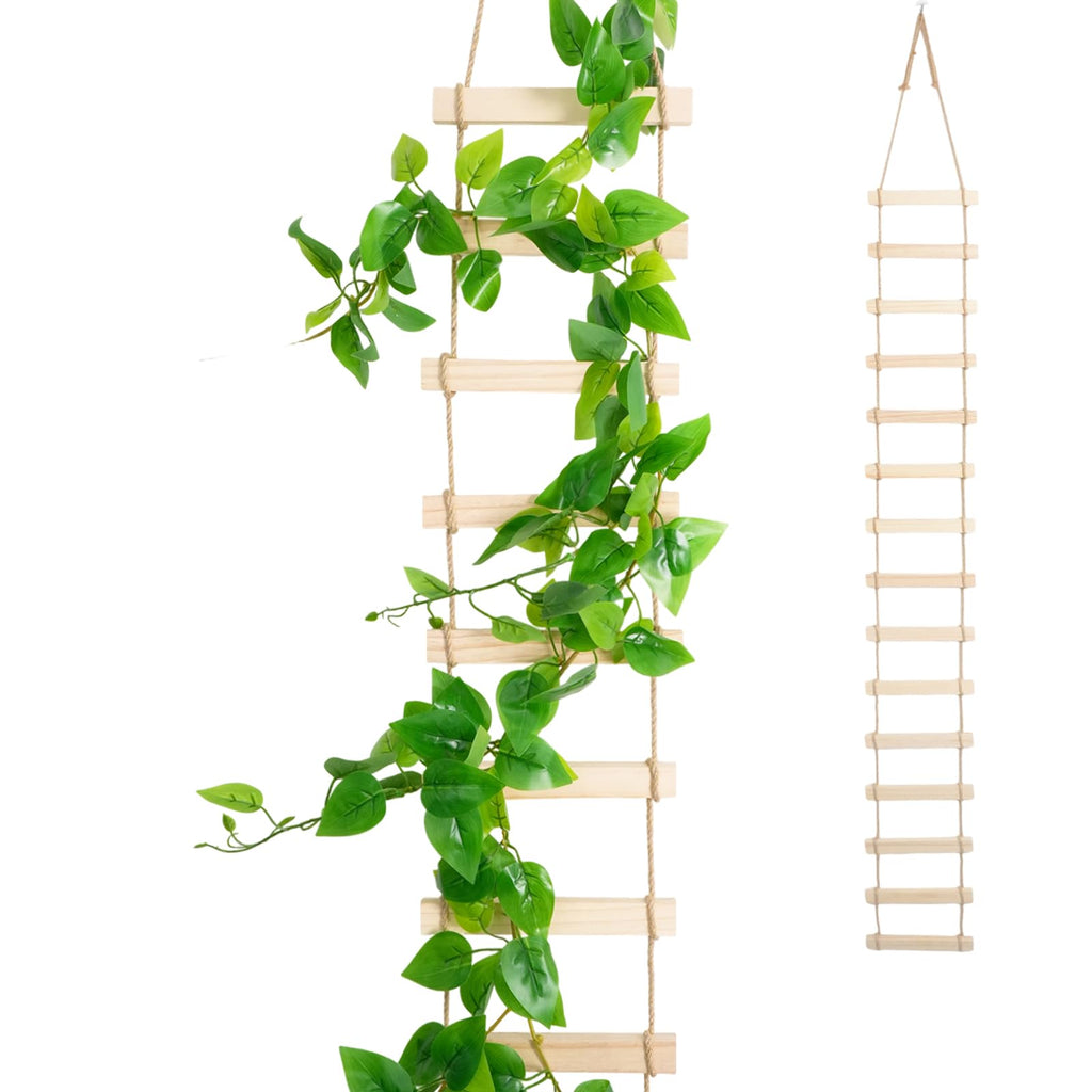 Wooden Ladder Plant Trellis for Climbing Plants – 6ft Extra Tall Indoor & Outdoor Hanging Wall Wooden Trellis Garden Plant Support, Easy to Install for Vines, Ivy, Pothos, Potted Plants