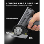 2026 Upgrade 4.2V Cordless Cutting Tool, Cardboard Cutter with LED Display, Brushless Motor, Tungsten Steel 3 Blades, Electric Chop Saw for Fabric, Cardboard, Leather, Carpet- Silver