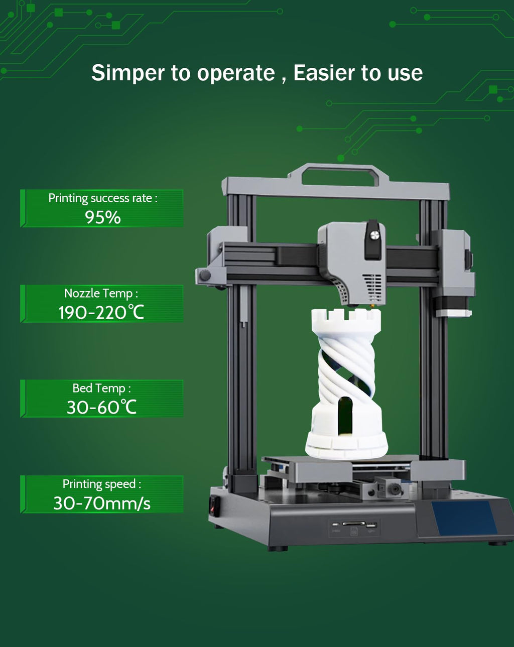 DURAMIC 3D PLA Glow in the Dark Filament Neatly 1.75mm 1Kg Glow Green